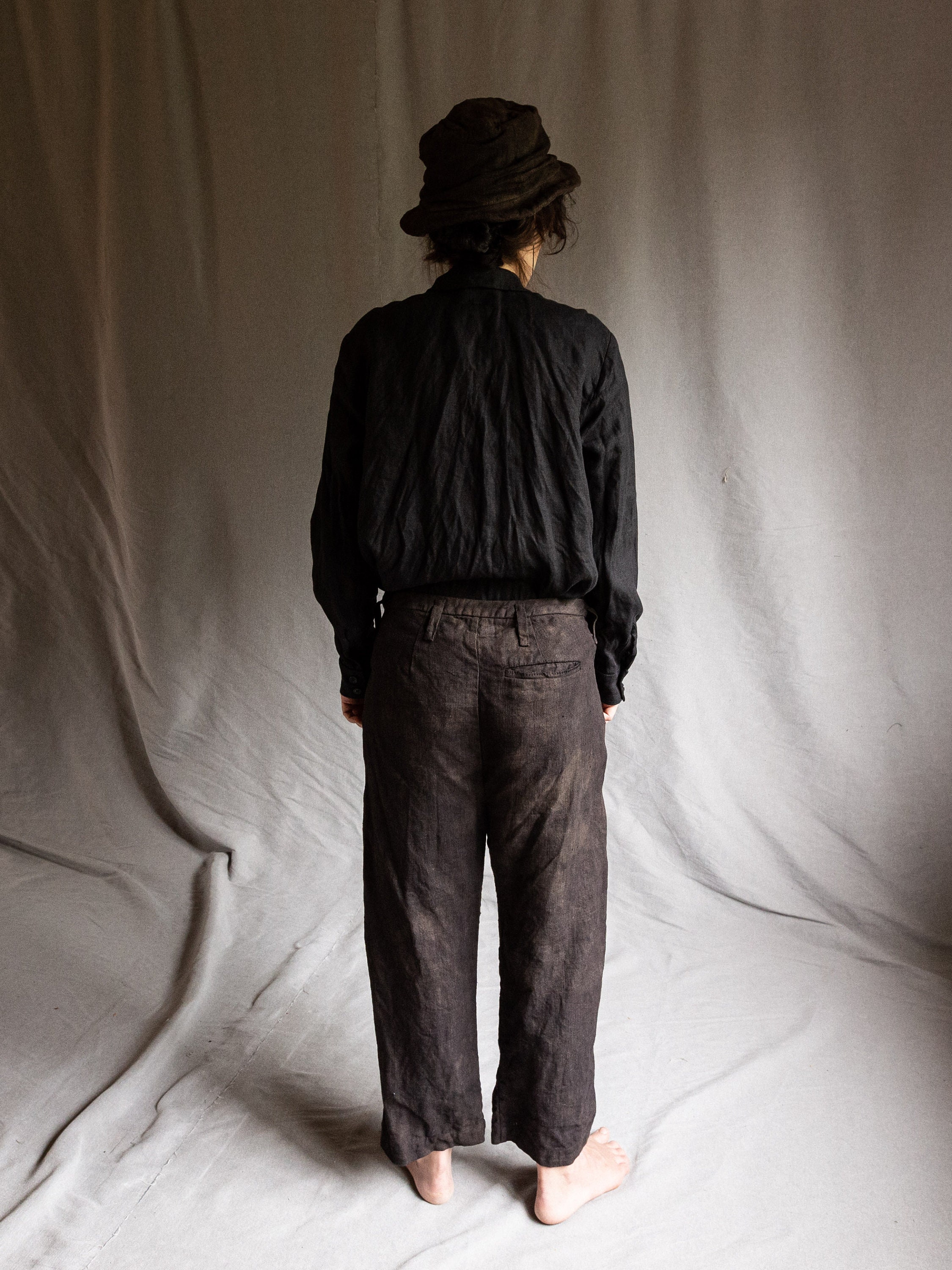 Men's Dark Grey Linen Pants HEMINGWAY. Naturally Dyed Etsy