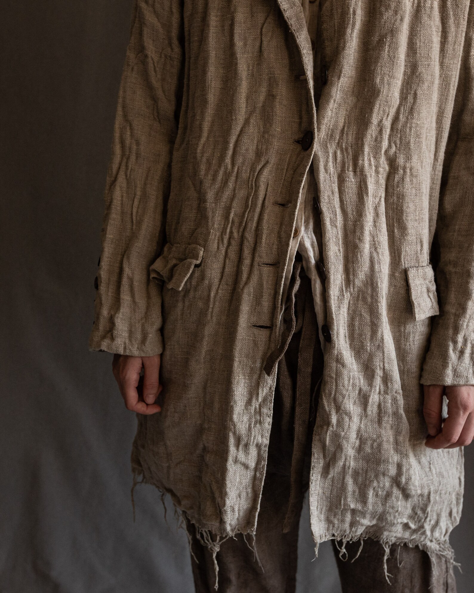 Men's Natural Grey Linen Coat POE. Sackcloth Coat Jacket Etsy