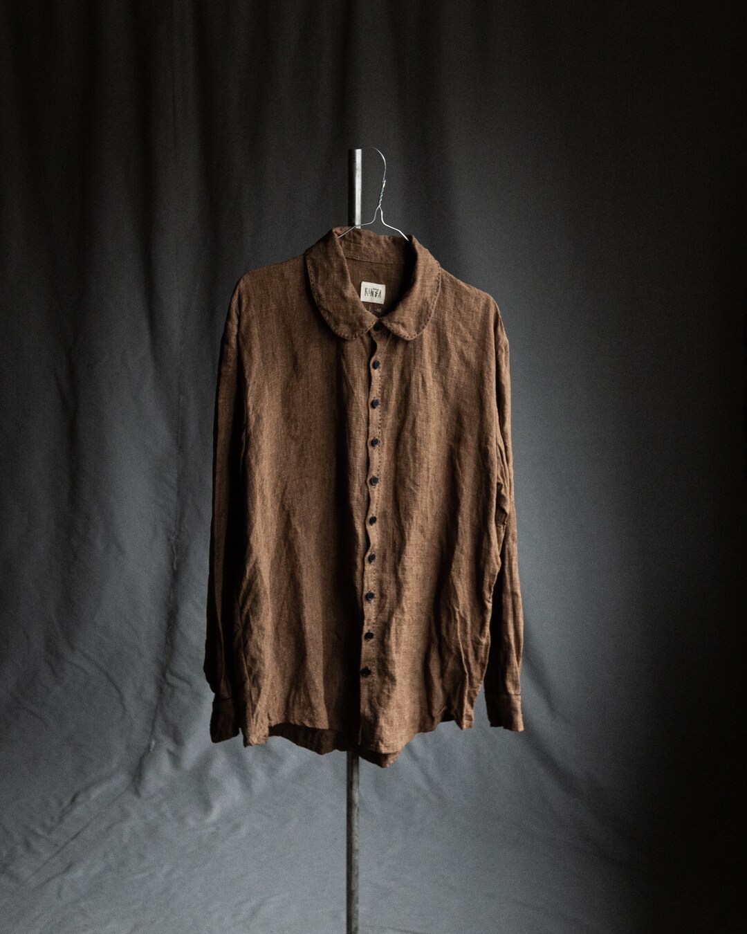 Men's Cinnamon Linen Shirt EMIL. Linen Mens Clothing Vintage Antique