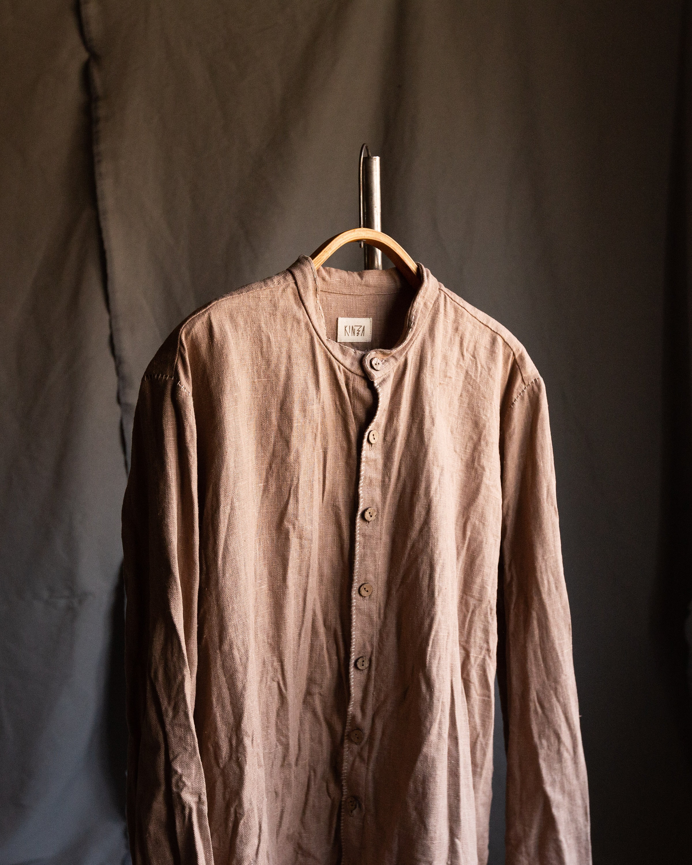 Beige Mens Linen Shirt EARTH. Clay Pink Brown Linen Shirt