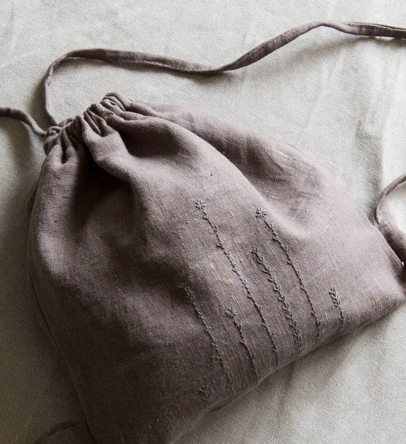 Dark grey linen backpack linen summer bag embroidered backpack Etsy