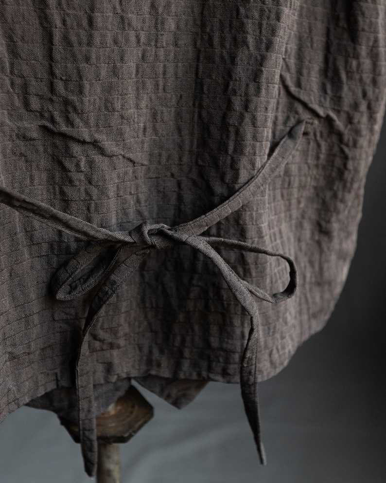 Hand dyed linen waistcoat MILL. Dark grey linen pinstripe vest vintage waistcoat antique classical hand stitched avant garde wabi sabi image 5