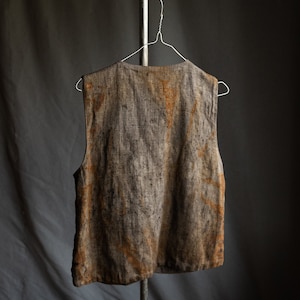 Womens Rusty Linen Vest YOKO. Rust Grey Hand Dyed Splotchy - Etsy