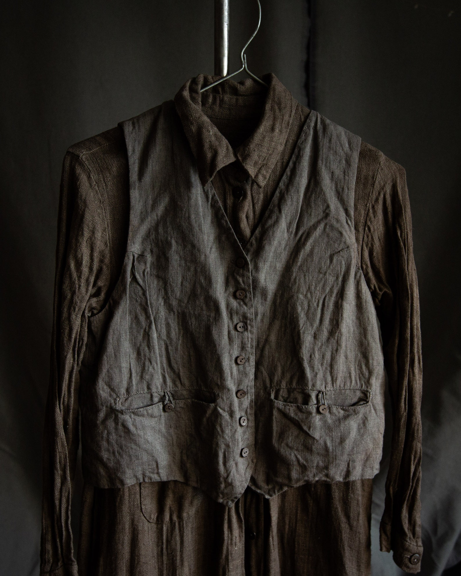 Womens Hand Dyed Linen Waistcoat MILL. Grey Linen Vest Vintage Etsy