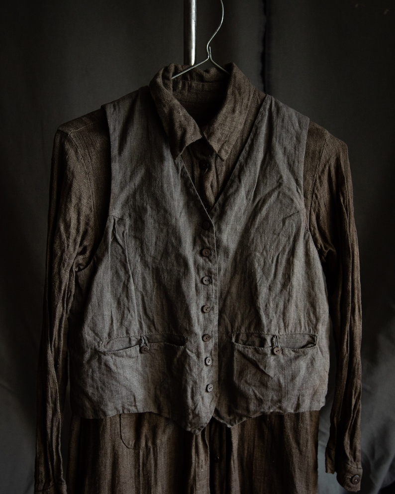 Womens Hand Dyed Linen Waistcoat MILL. Grey Linen Vest Vintage - Etsy