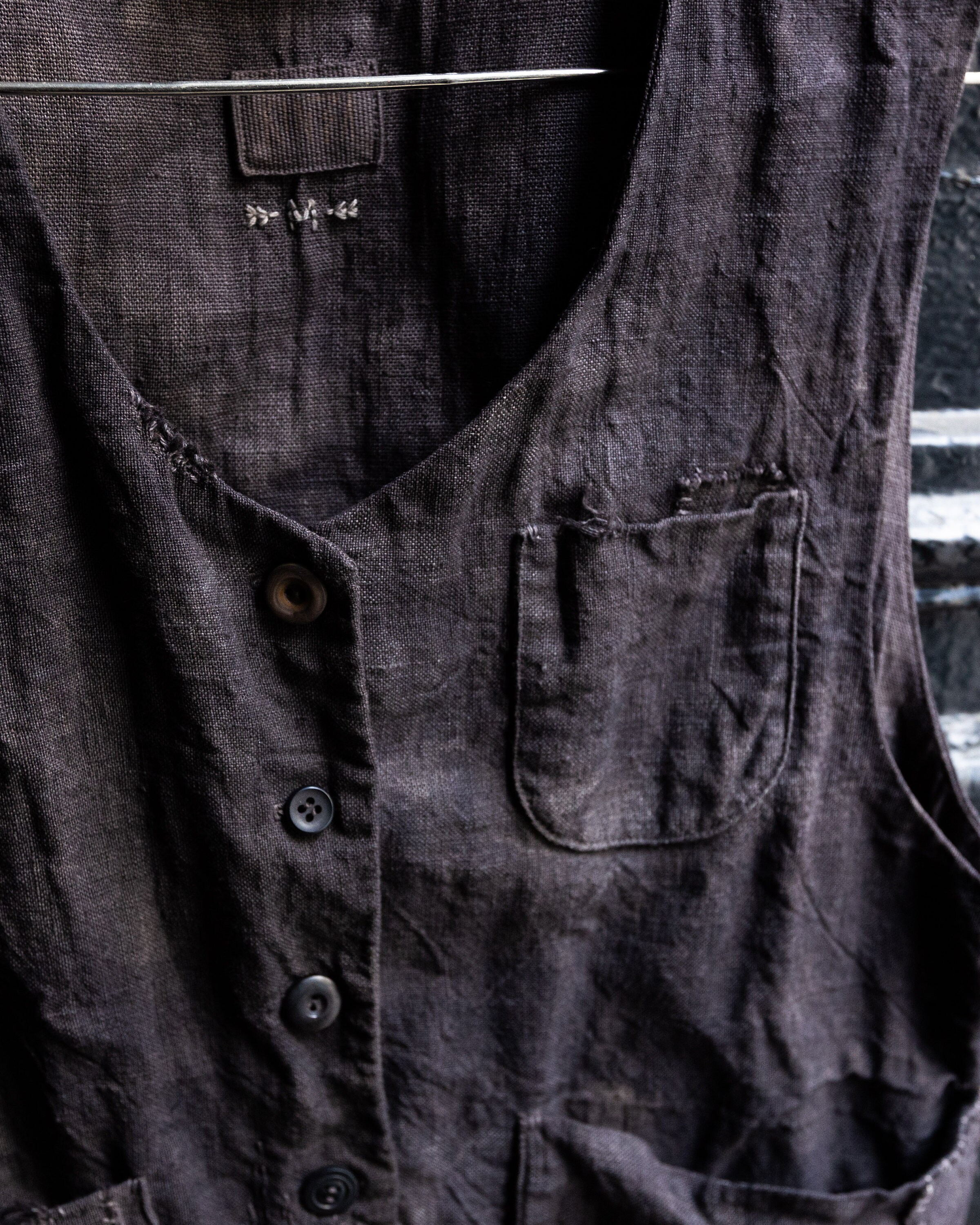 Men's Hand Dyed Linen Vest BORO. Dark Grey Linen Vest Etsy