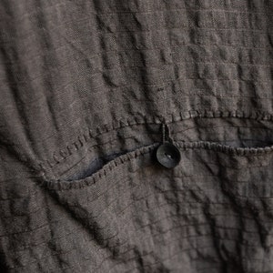 Hand dyed linen waistcoat MILL. Dark grey linen pinstripe vest vintage waistcoat antique classical hand stitched avant garde wabi sabi image 1