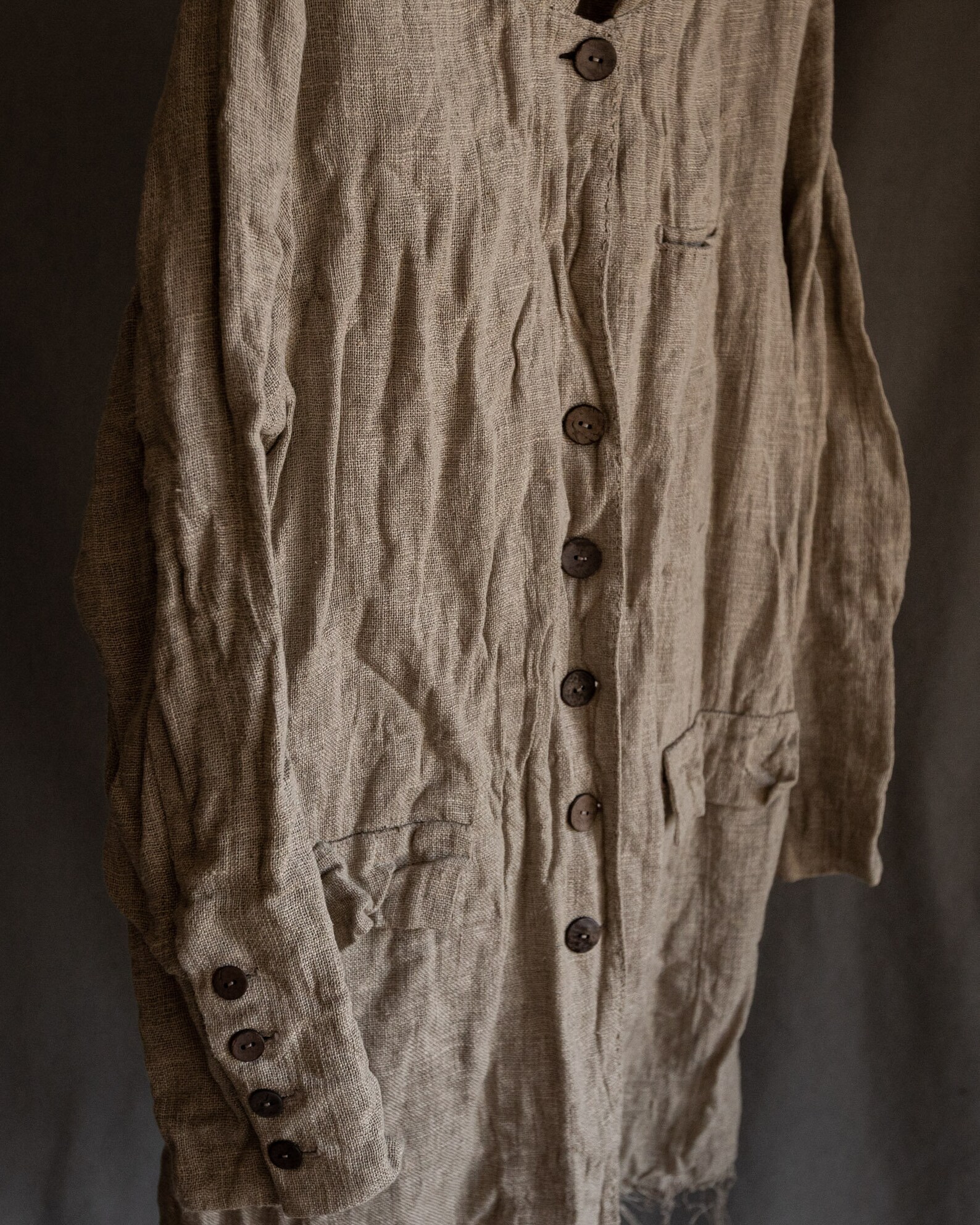 Men's Natural Grey Linen Coat POE. Sackcloth Coat Jacket Etsy