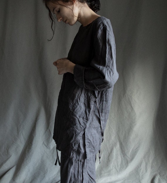 black linen tunic top