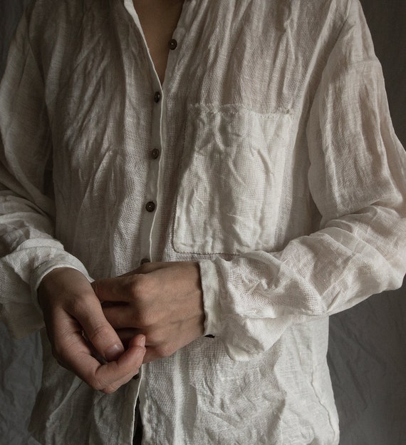 Bijlage wat betreft hamer Witte vrouwen linnen gaas shirt WOLK. Linnen vrouwen kleding | Etsy België