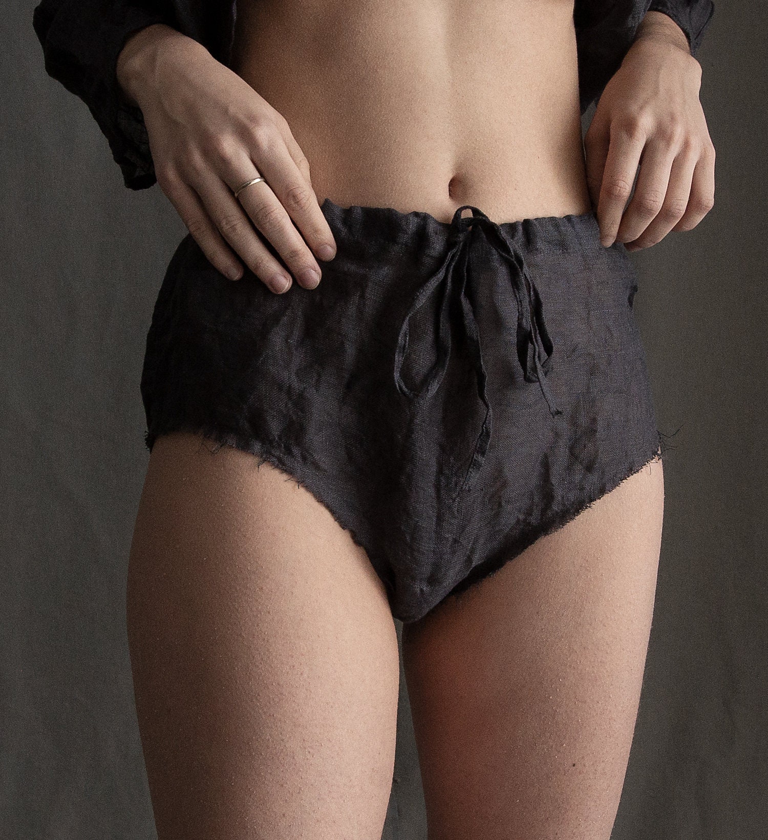 Linen panties with raw hem FEBRUARY. Linen briefs vintage Etsy