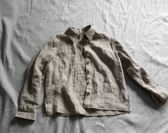 Women's linen shirt EARTH, natural grey heavy linen. Linen women clothing linen blouse boho rustic vintage hand stitched flax classical