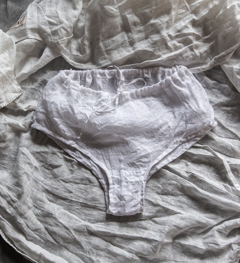 Linen vintage style panties JANUARY. Linen briefs lingerie Etsy