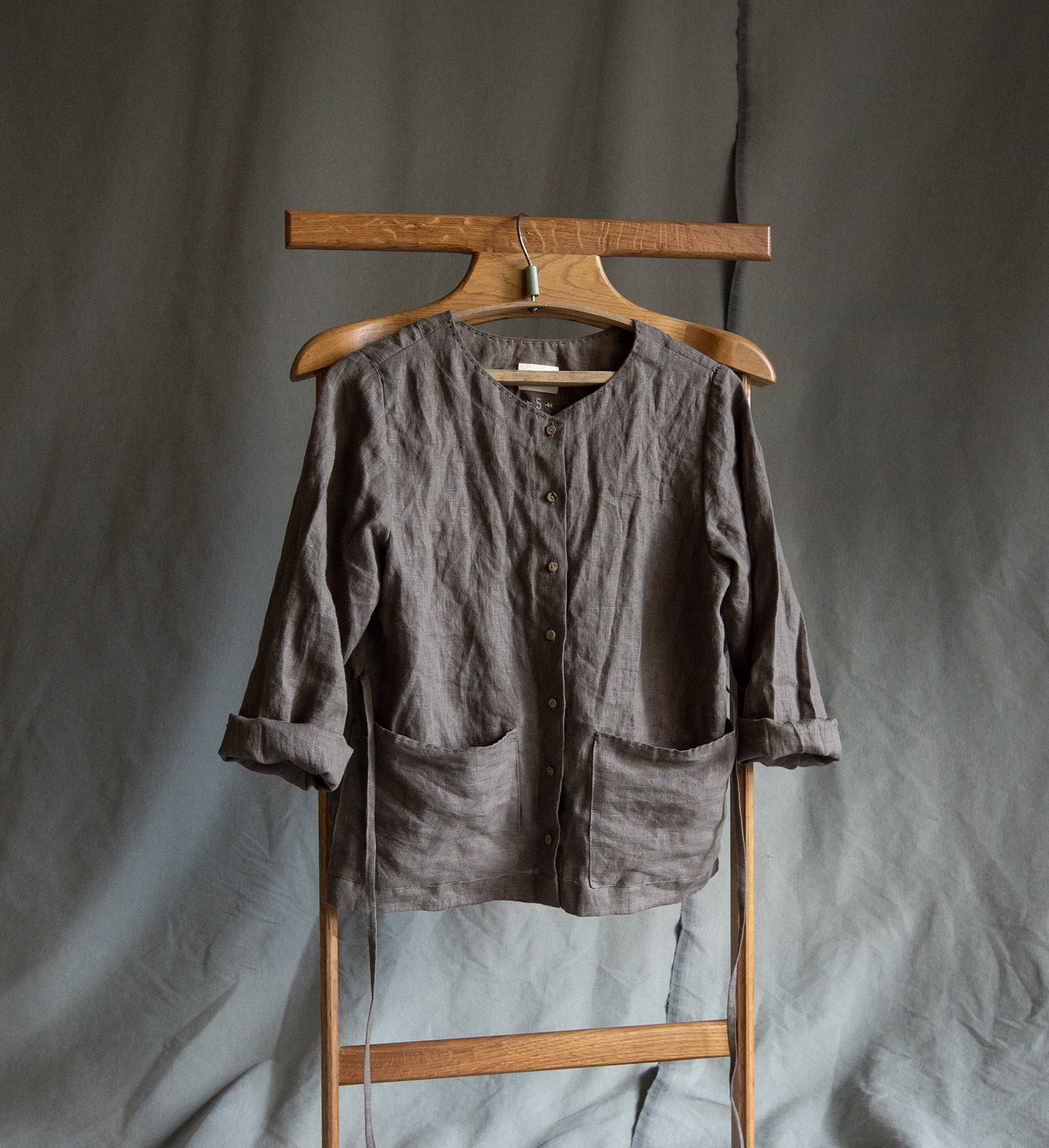 Brown women linen shirt WOOD. Linen women clothing linen | Etsy