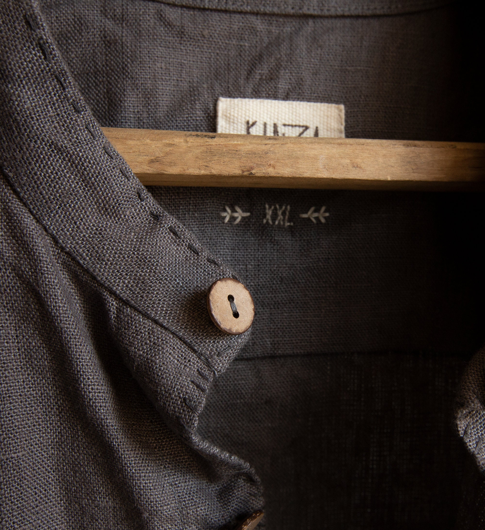 Camisa de lino hombre gris oscuro EARTH. Camisa cálida lino | Etsy México