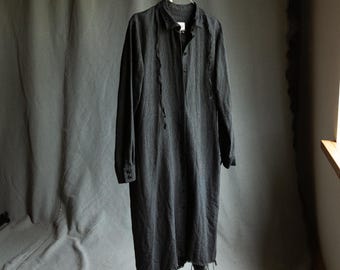Women's shirt dress PORTRAIT, dark grey pinstripe wool
