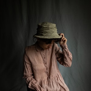 Papyrus fedora hat TOPINAMBUR. Natural linen, bohemian hat handmade vegan women&#39;s hat men&#39;s rustic boho organic antique avant garde undyed