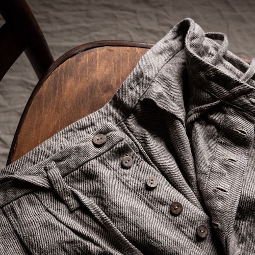 Mens Grey Linen Pants HEMINGWAY. Buttoned Trousers Woolen Etsy