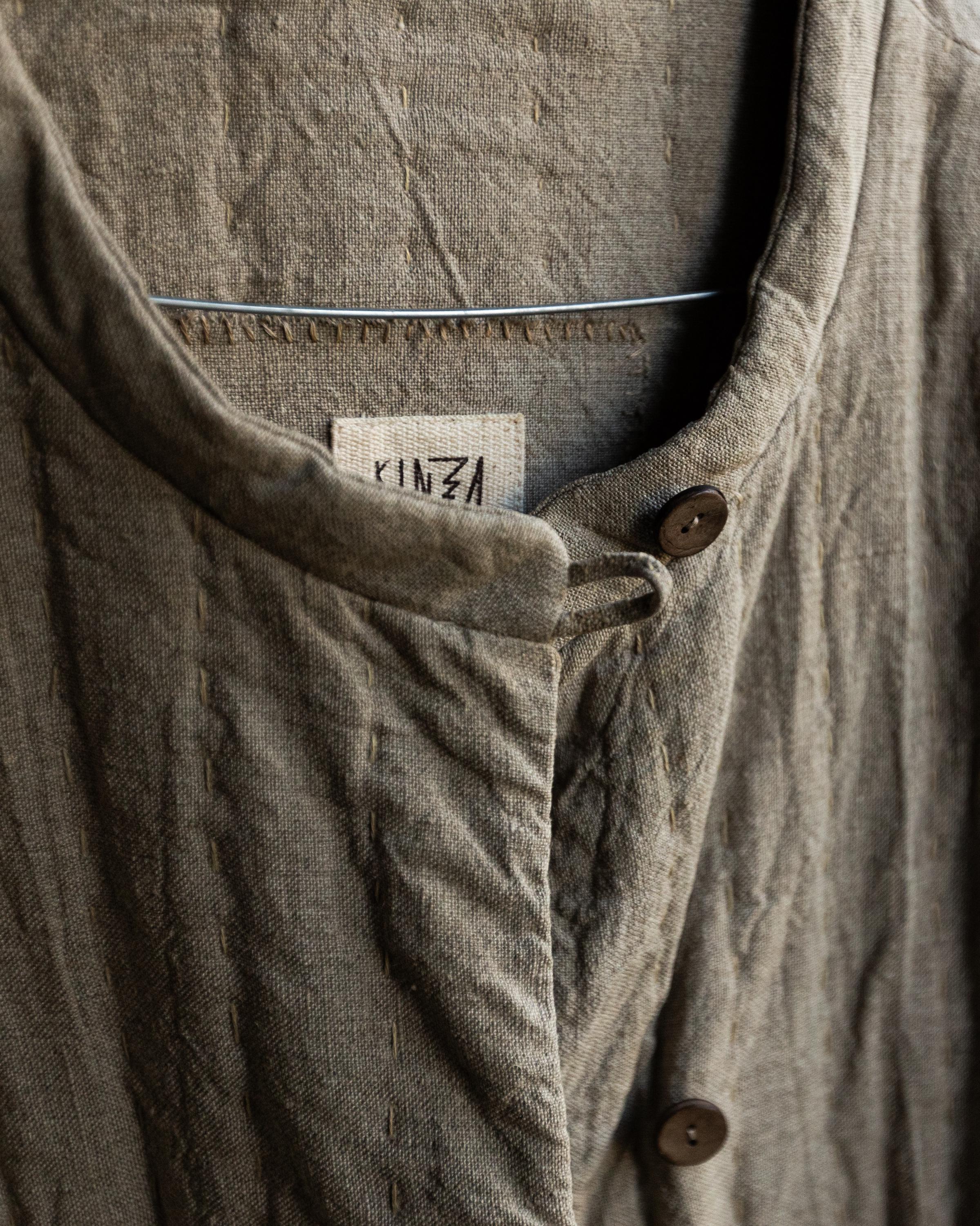 ジャケット・アウター ANTIQUE DUSTY DYE LINEN OVER JACKET Woven Long Decon Jacket - The Elder Statesman