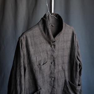 Męska brązowa krata wełniana kurtka FARMER. Szara ciepła kratka paski marynarka lniana wełna antyczna wiktoriańska męska kurtka typu duster vintage awangarda surowa