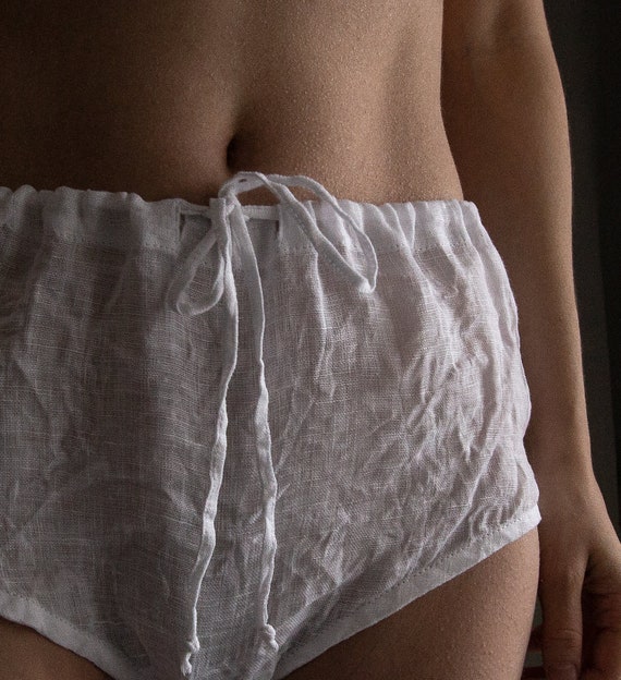XS size Linen vintage style panties JANUARY. Linen briefs