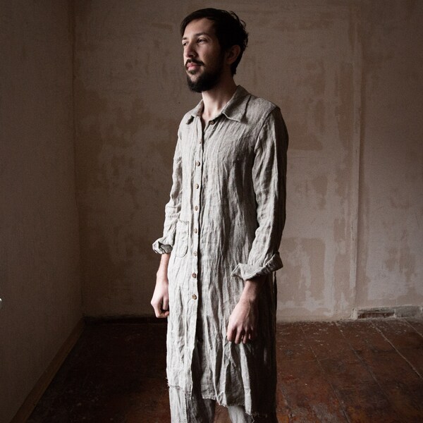 Linen Duster Coat Etsy
