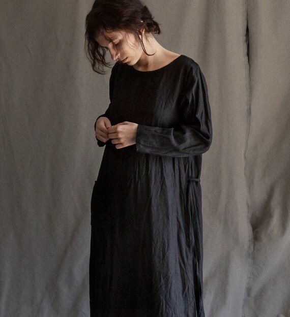 long black linen dress