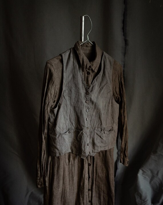 Womens Hand Dyed Linen Waistcoat MILL. Grey Linen Vest Vintage Etsy