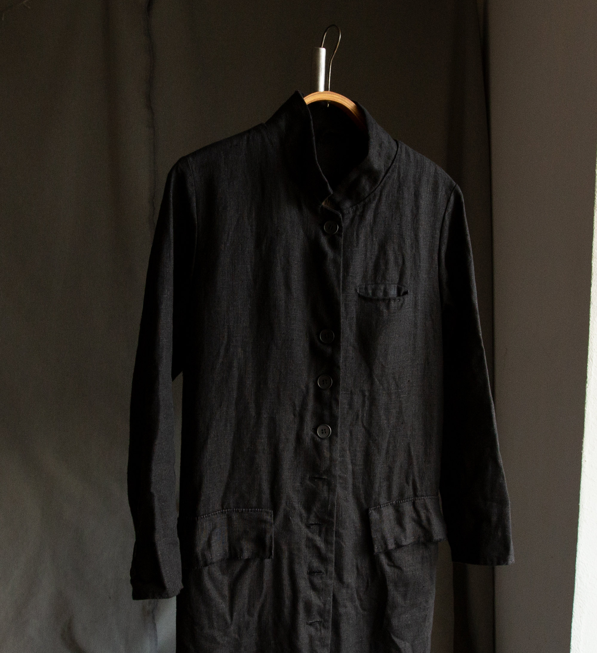 Buy Black Linen Coat POE. Woolen Coat Jacket Blazer Minimalist