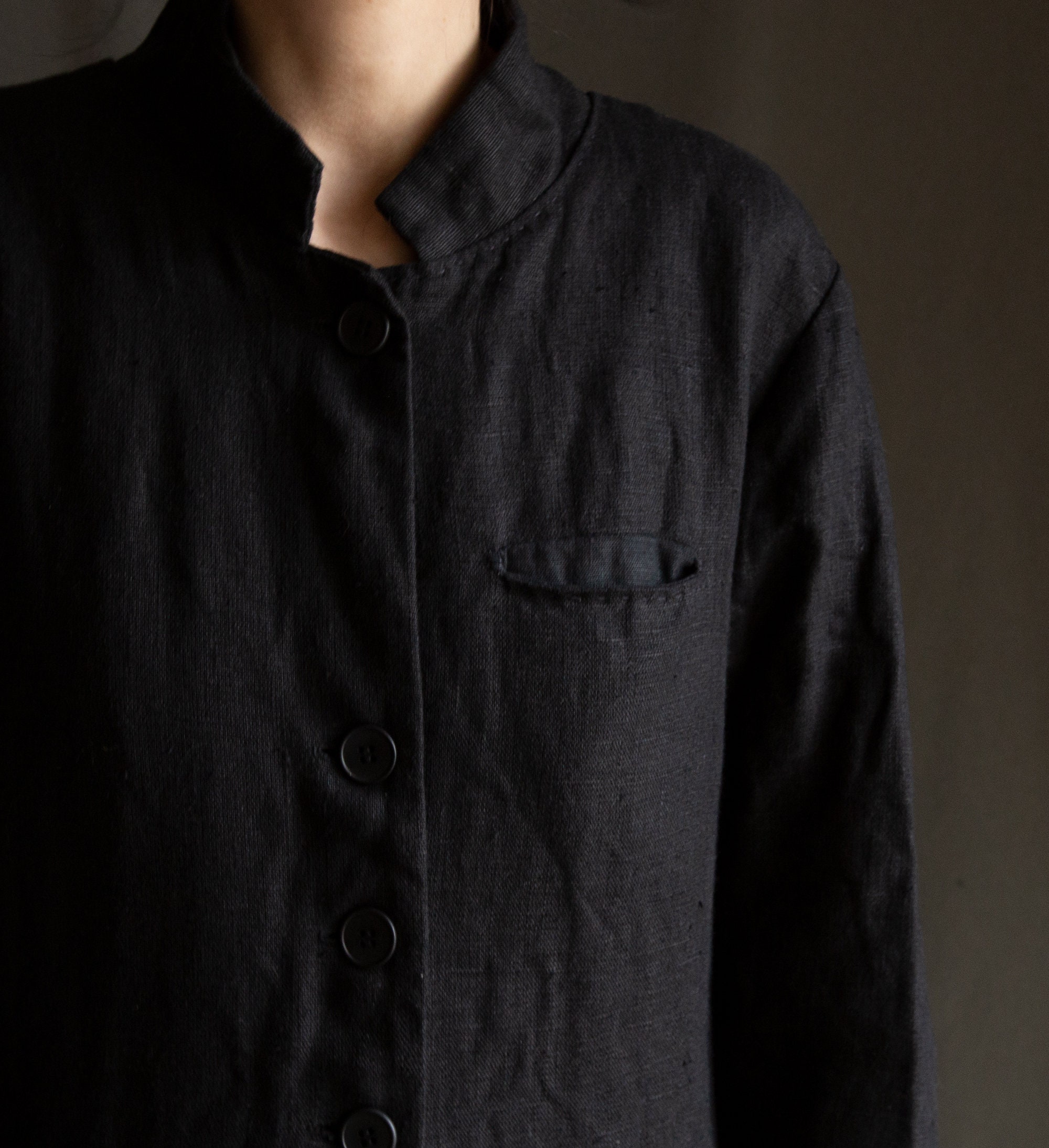 Men's Black Linen Coat POE. Woolen Coat Jacket Blazer