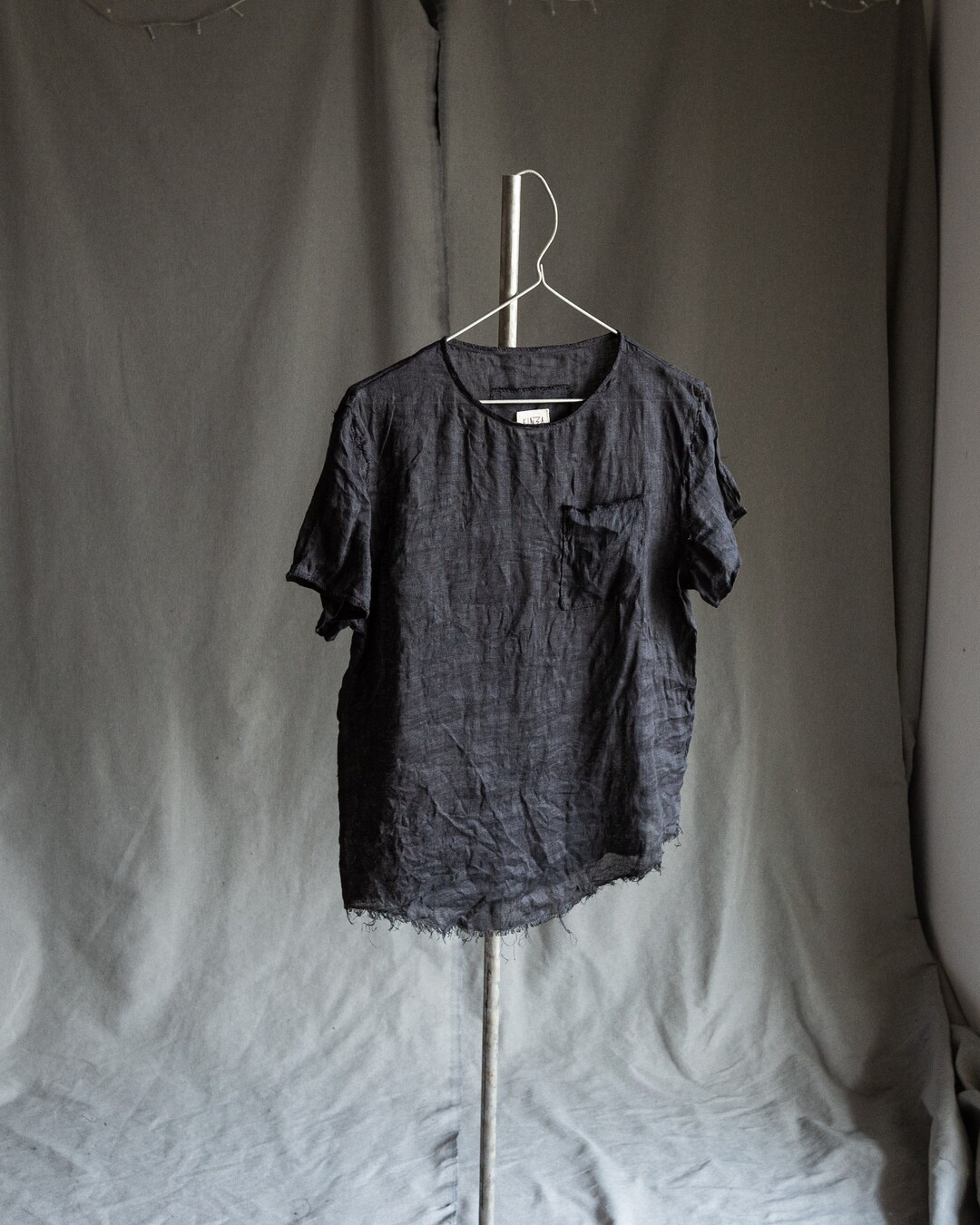 square collar linen tops《charcoal》 - ito