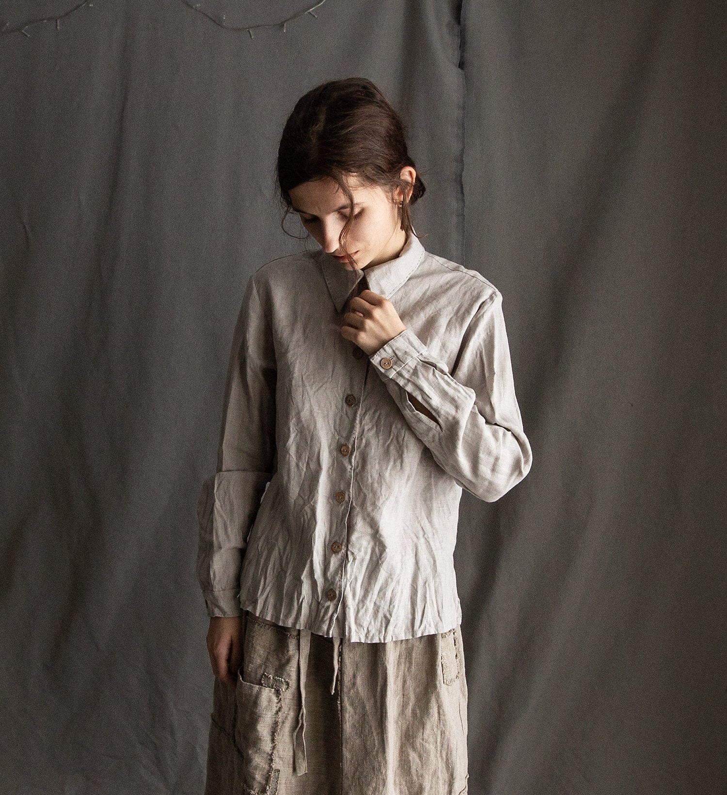 off white linen shirt