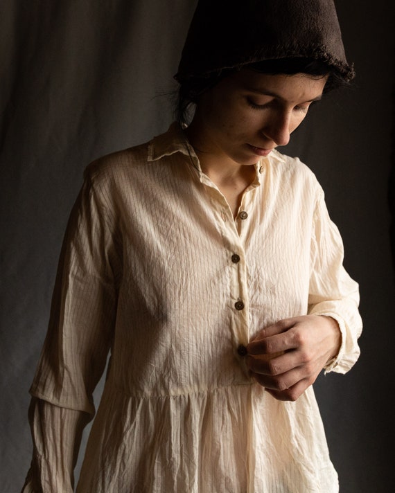 Cream White Cotton Shirt NOSTALGIA 