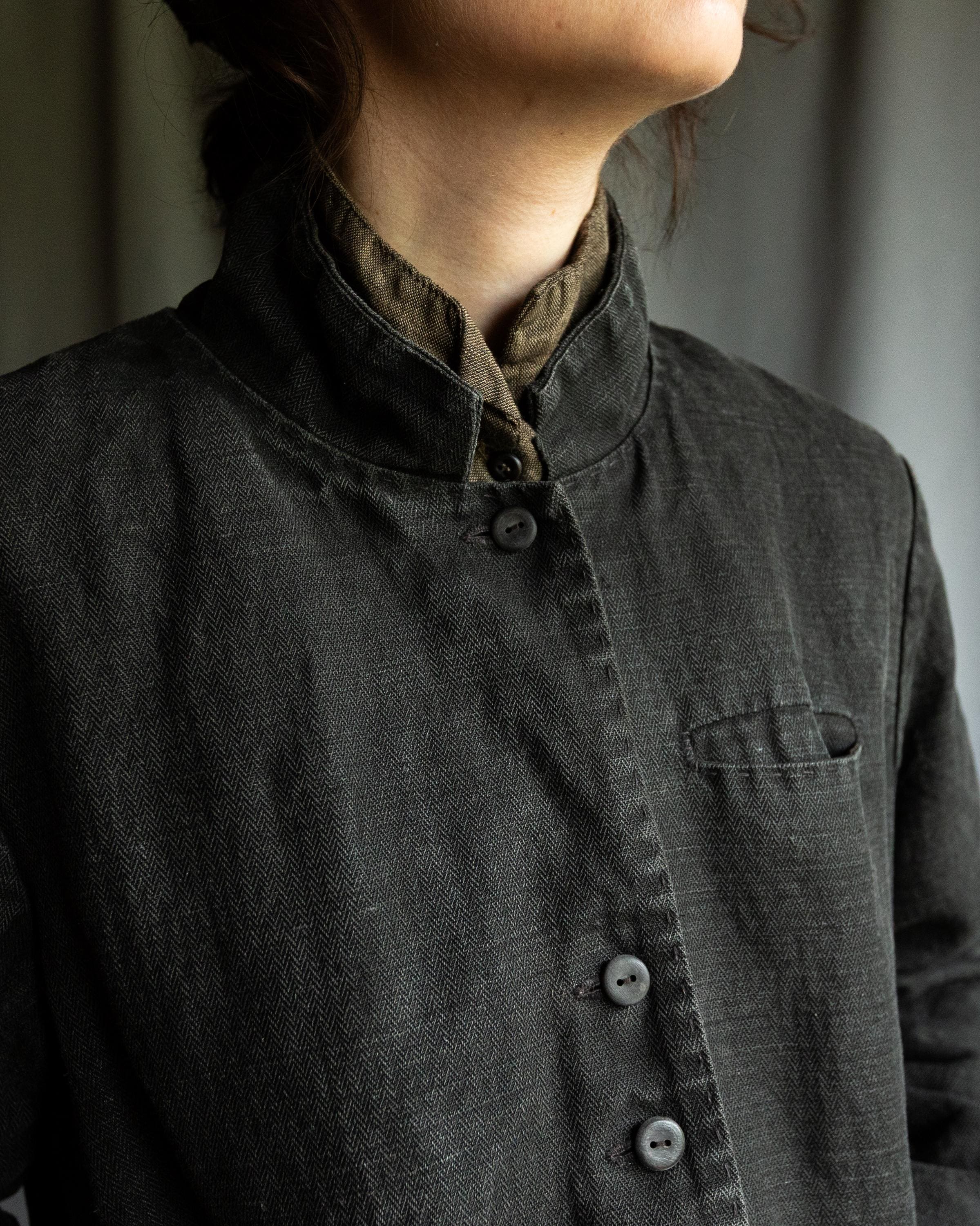 Black Grey Faded Out Linen Blazer POE. Linen Jacket Wabi
