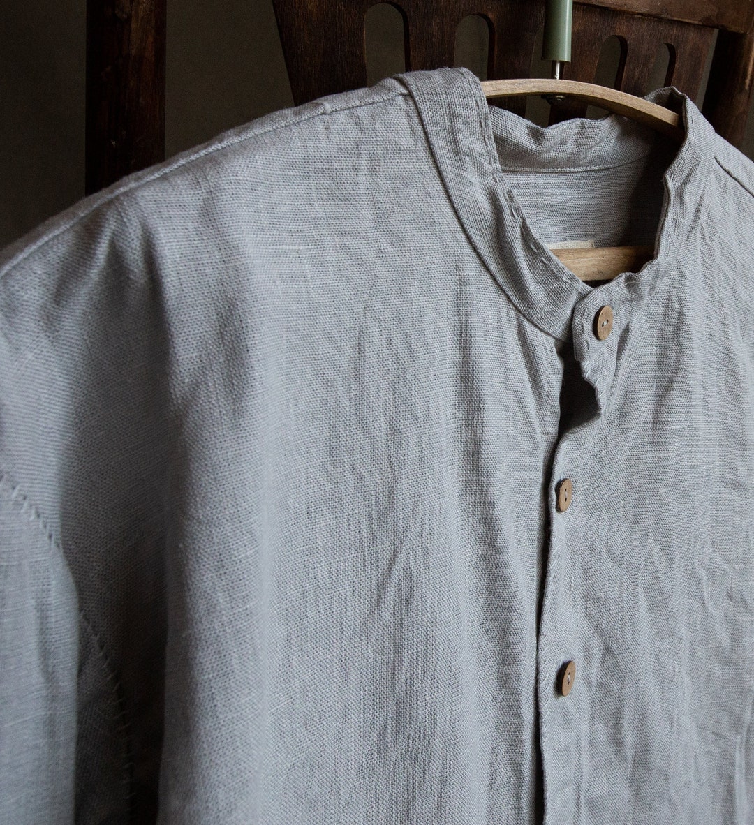 Off White Mens Linen Shirt EARTH. Pale Blue Light Grey Linen - Etsy