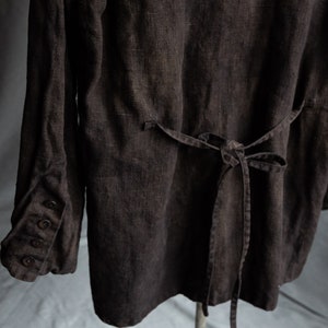 Hand dyed men's linen blazer POE. Linen jacket naturally dyed linen antique victorian clothes mens handwoven coat vintage duster avant garde image 7
