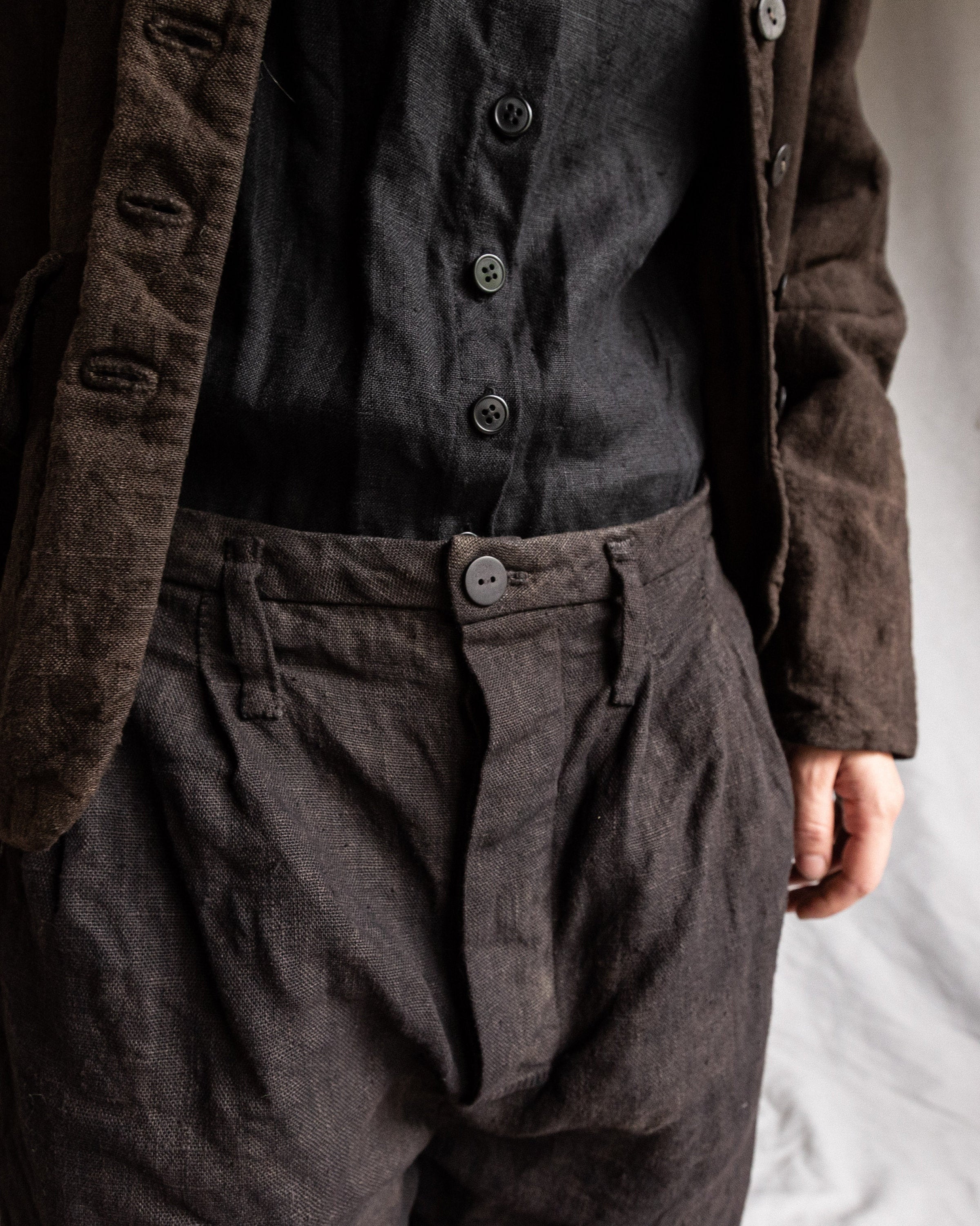 Men's Dark Grey Linen Pants HEMINGWAY. Naturally Dyed Etsy