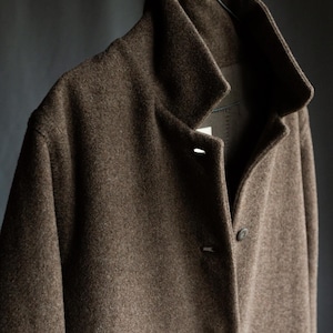 Greyish brown woolen coat TAIGA. Warm winter autumn coat jacket blazer minimalist women natural wool raw vintage antique hand stitched