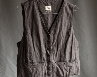 Men's Dark Grey Linen Waistcoat MILL. Linen Vest Vintage - Etsy Norway