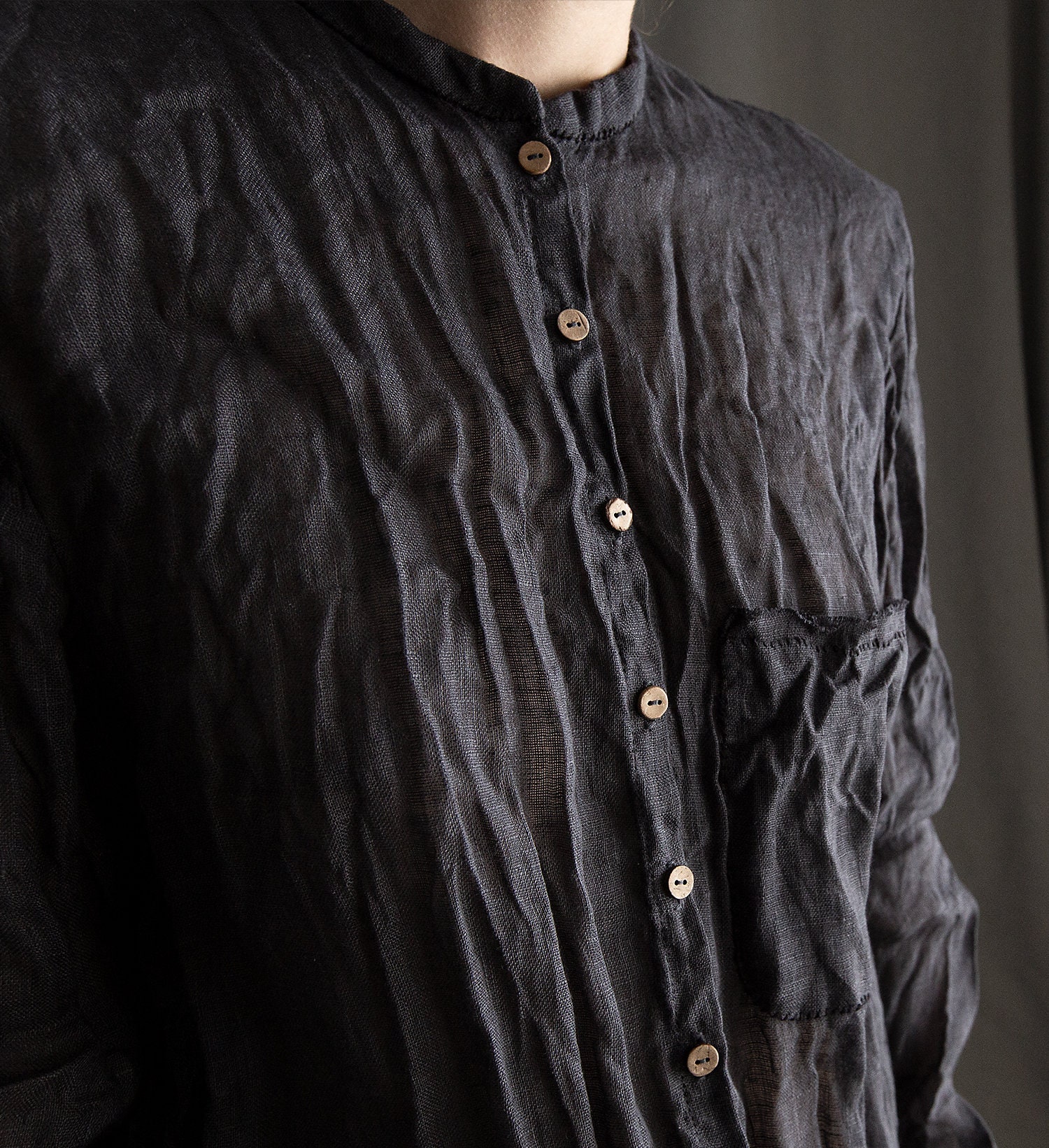 Black women linen shirt CLOUD. Linen women clothing sheer Etsy