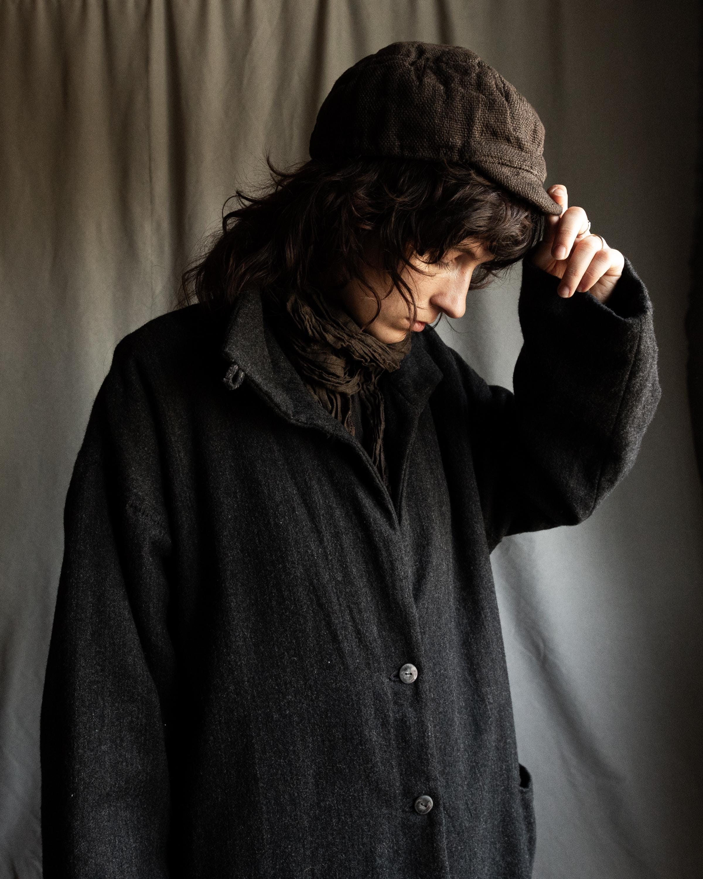 ジャケット・アウター KHOKI 24AW Washed wool coat Black KHOKI（コッキ） Washed wool zip up jacket - 通販 – process