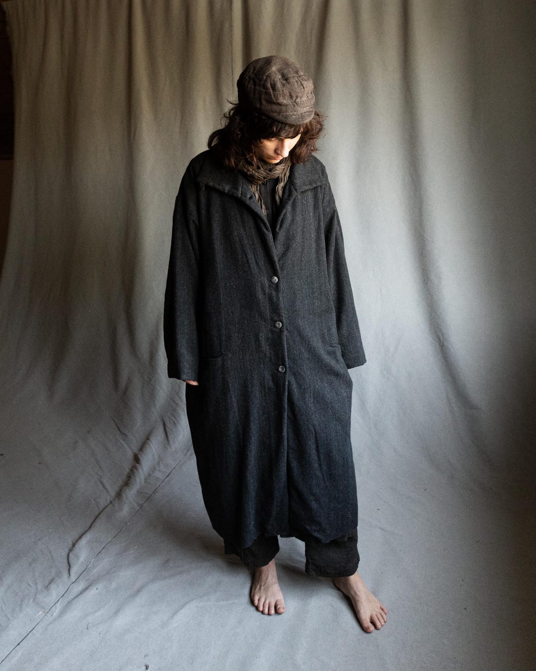 ジャケット・アウター KHOKI 24AW Washed wool coat Black ジャケット・アウター KHOKI 24AW Washed wool coat Black KHOKI