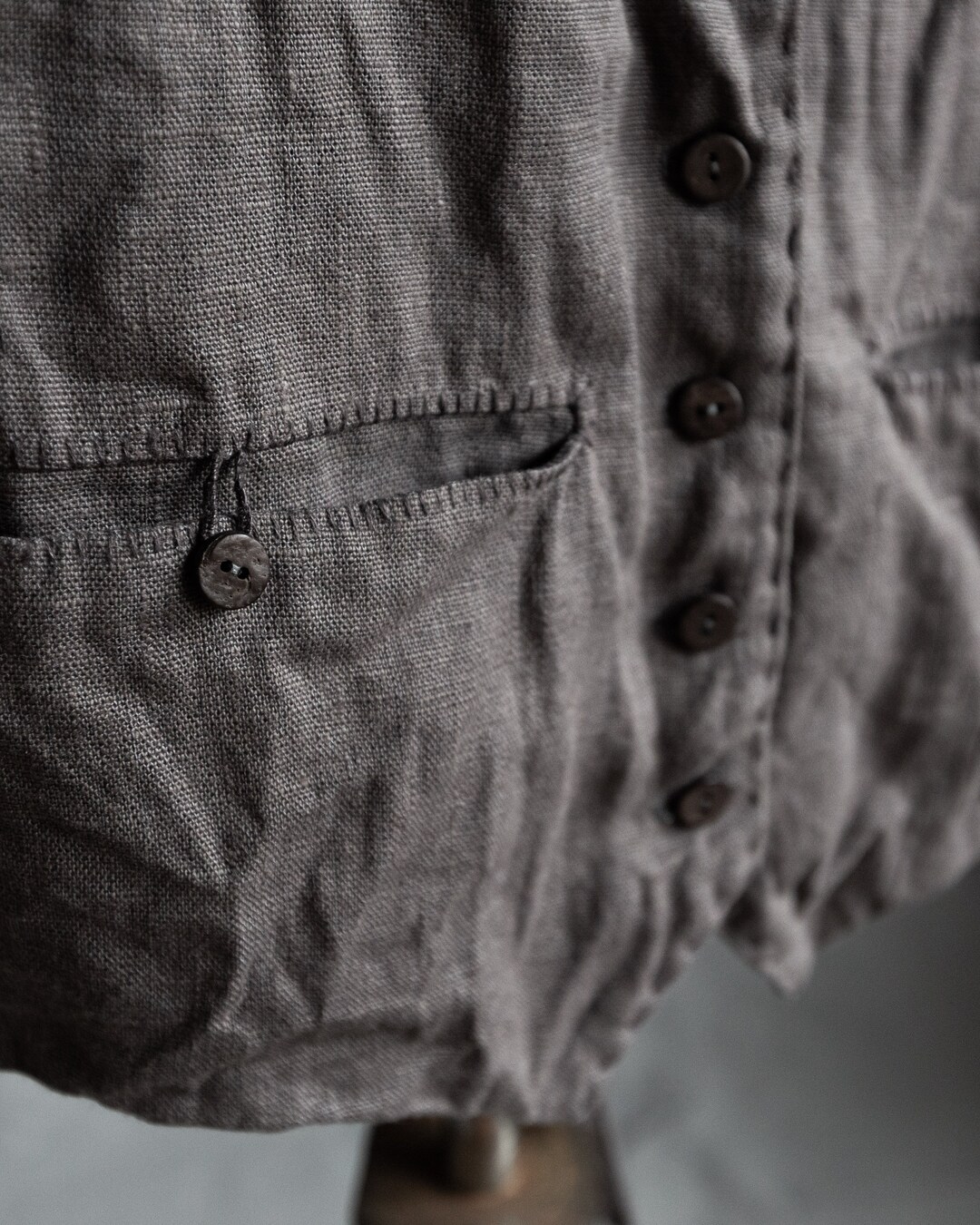 L Size Womens Dark Grey Linen Waistcoat MILL. Grey Linen Etsy