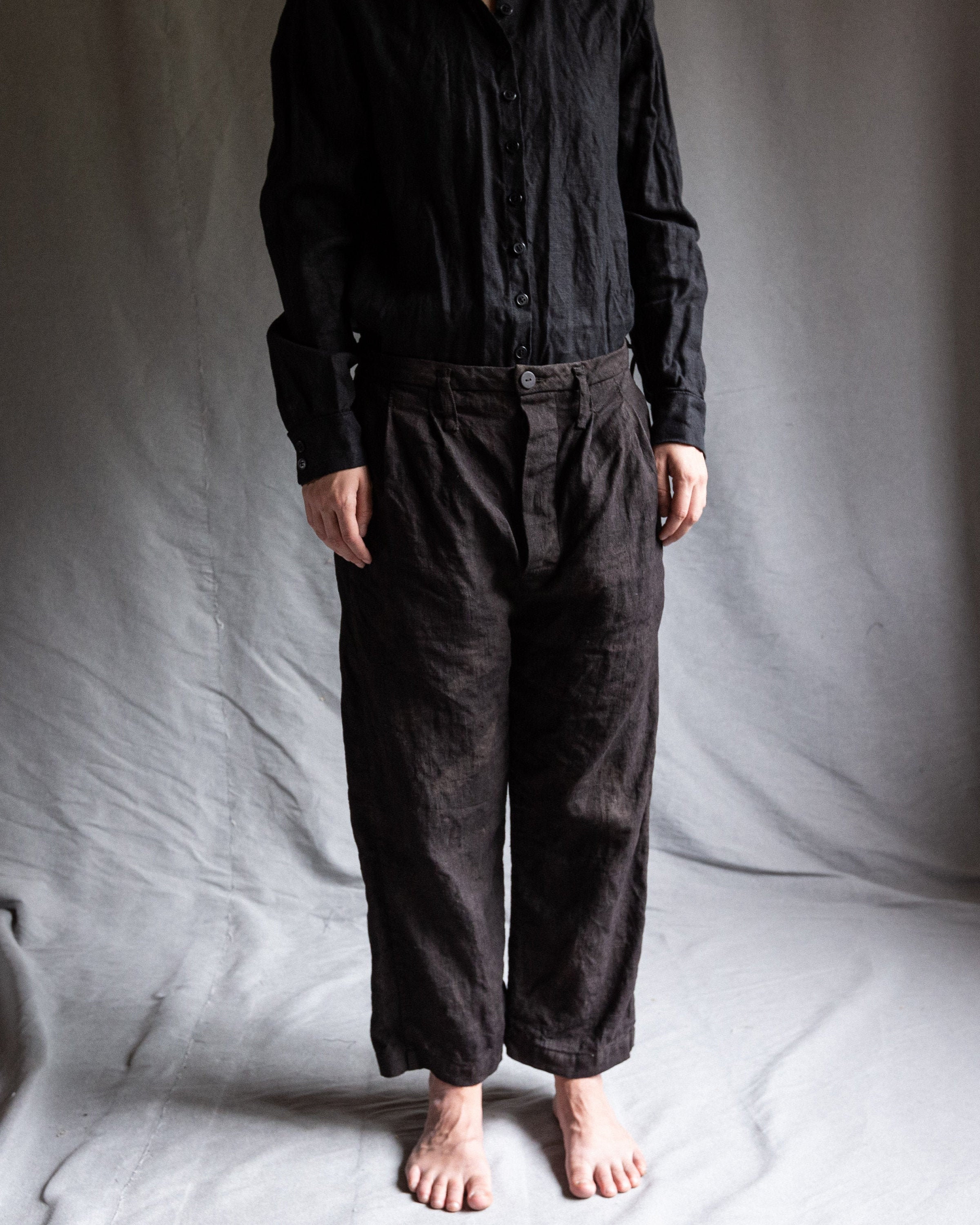 Men's Dark Grey Linen Pants HEMINGWAY. Naturally Dyed Etsy