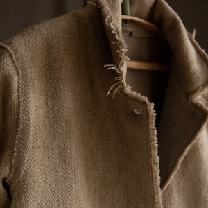 Undyed men's hemp and wool coat SIBERIA. Natural grey beige woolen coat jacket winter coat eco friendly raw artisan artsy vintage wabi sabi
