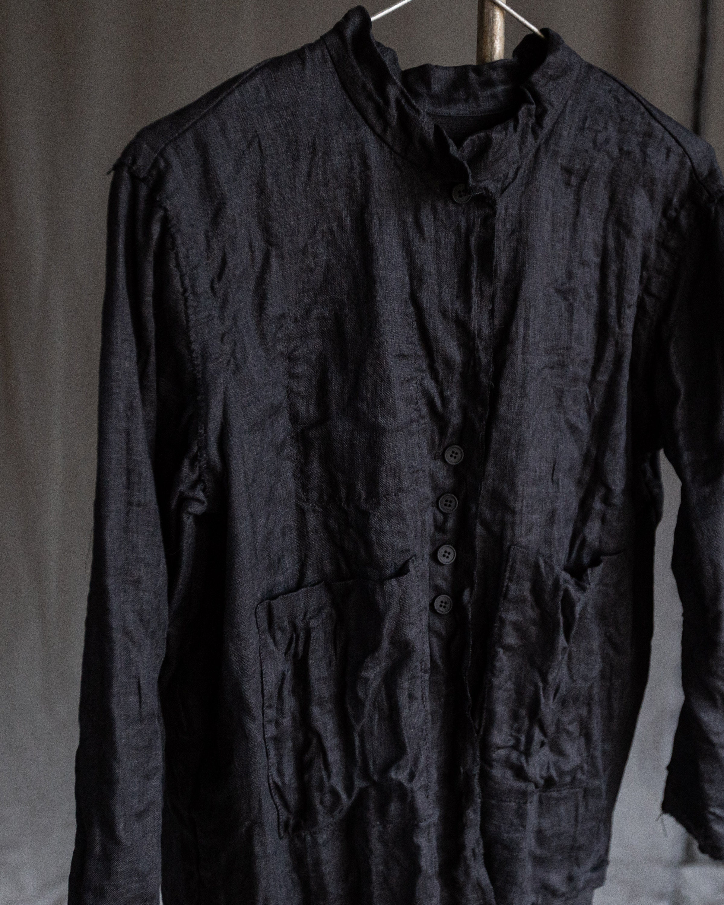 Black linen blazer FLAMEL. Linen jacket grey gauze blazer | Etsy
