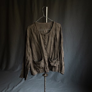 Naturally Dyed Sackcloth Jacket LITTLE CARDI. Linen Women - Etsy
