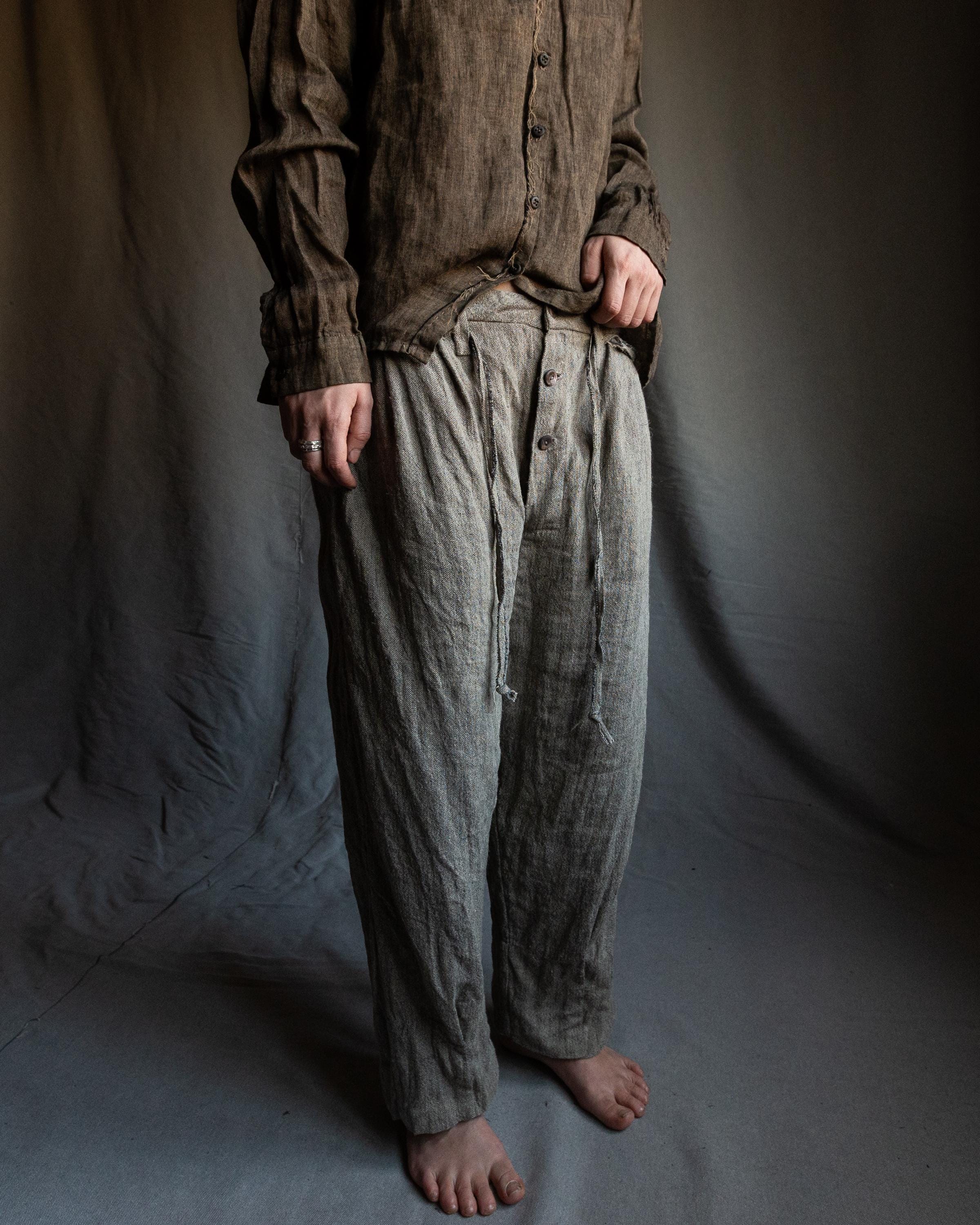 Men's Pants SAWYER, Grey Sand&stone Textured Linen - Etsy