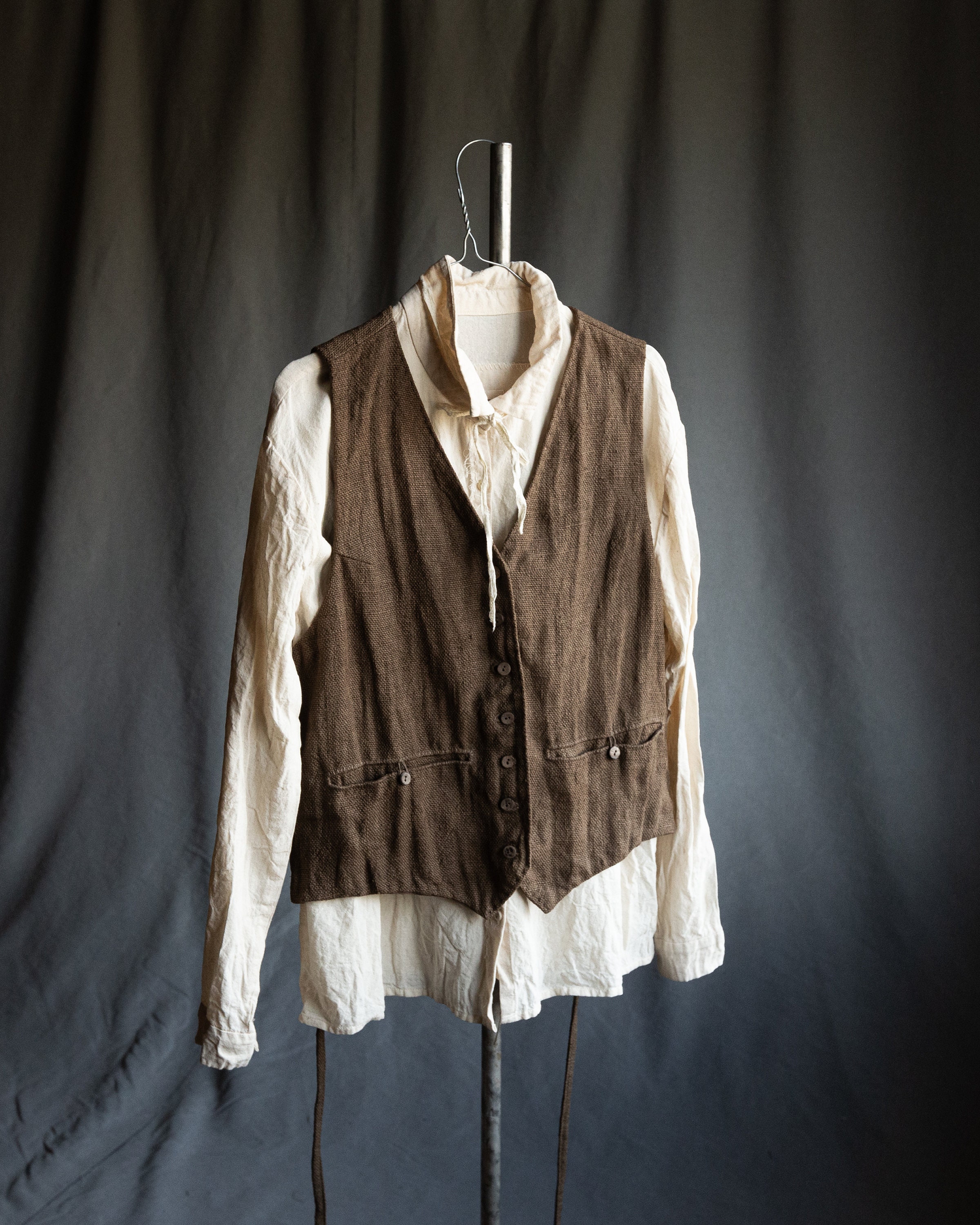 Womens Brown Linen Sackcloth Waistcoat MILL. Linen Vest