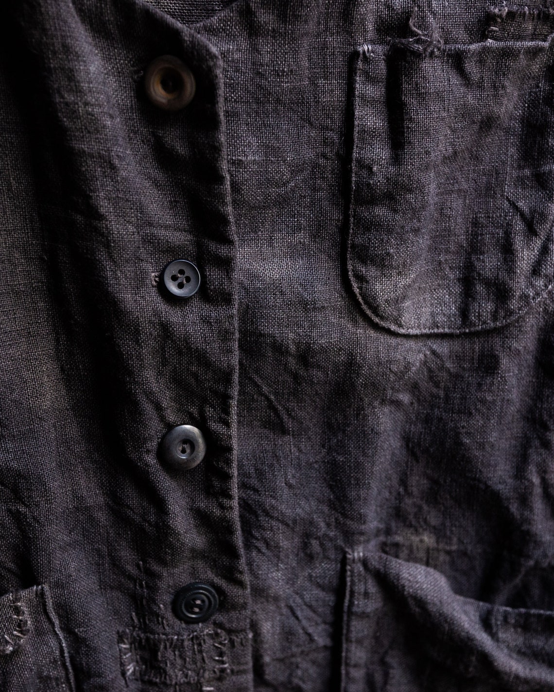 Men's Hand Dyed Linen Vest BORO. Dark Grey Linen Vest Etsy